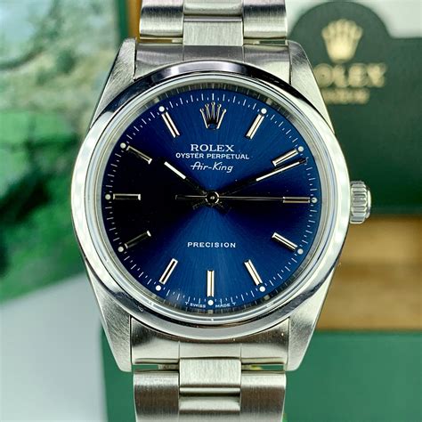 rolex air king blue dial|rolex air king 14000m price.